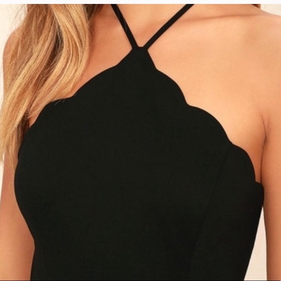 Lush scalloped hem open back little black dress - Picture 3 of 5